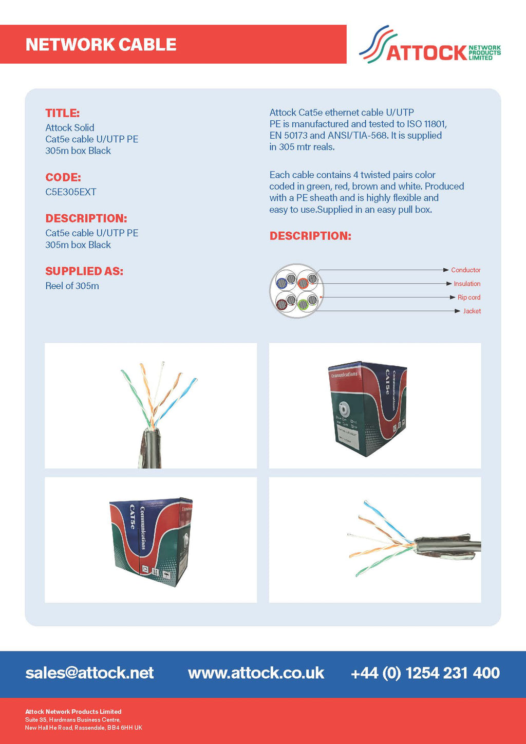 CAT 5e External Cable 305m
