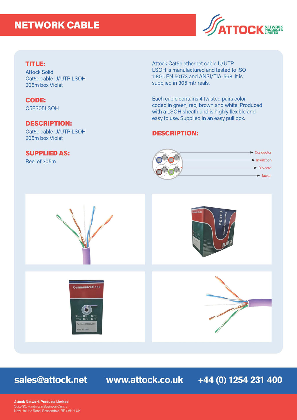 CAT 5e Solid LSOH 305m