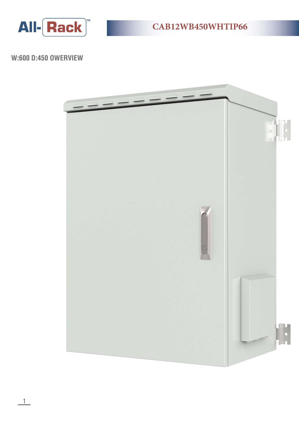 All-Rack IP66 Wall Mount Data Cabinet 12U 600mm Wide X 450mm Deep