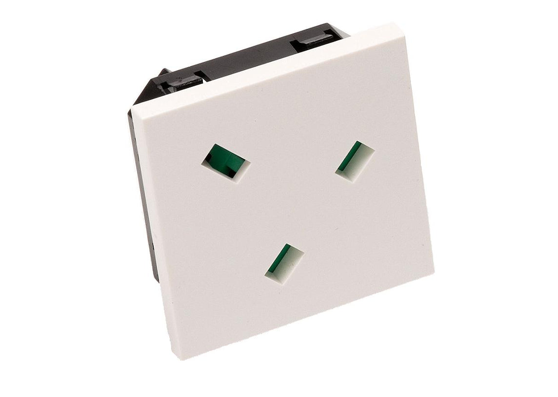 Syncbox Angled UK 13A Socket 50x50mm Module White