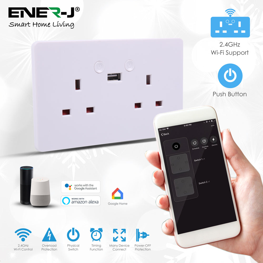 Smart WiFi Double Socket with USB
