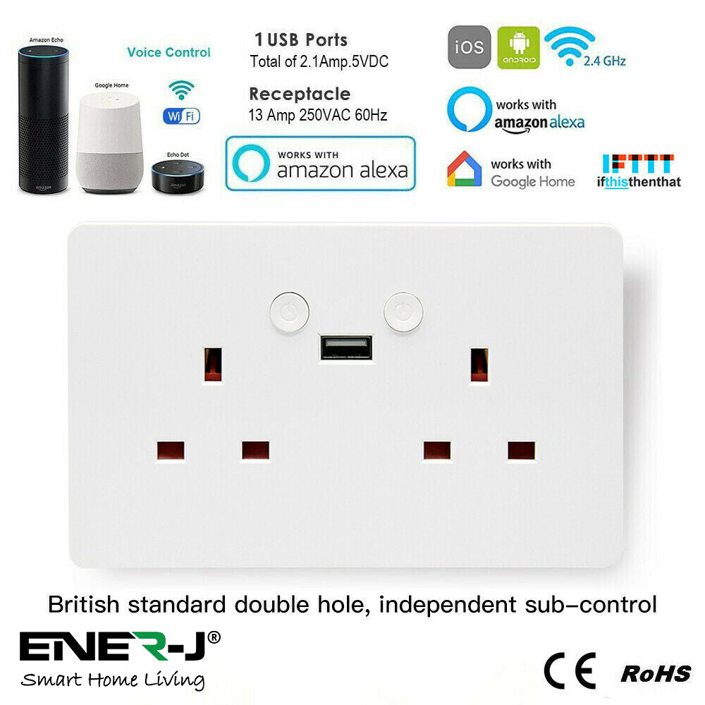 Smart WiFi Double Socket with USB