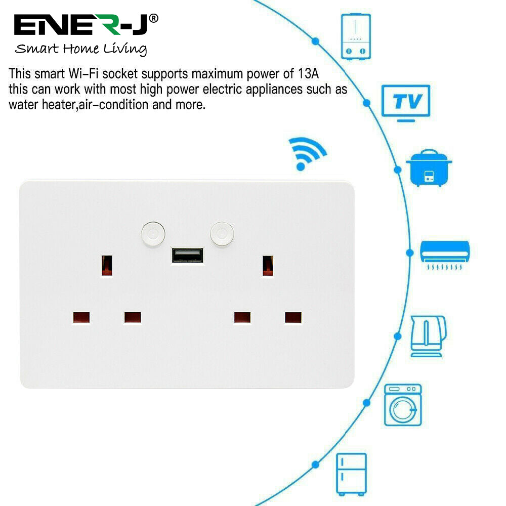 Smart WiFi Double Socket with USB