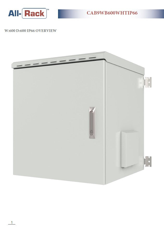 All-Rack IP66 Wall Mount Data Cabinet 9U 600mm Wide X 600mm Deep (Copy)
