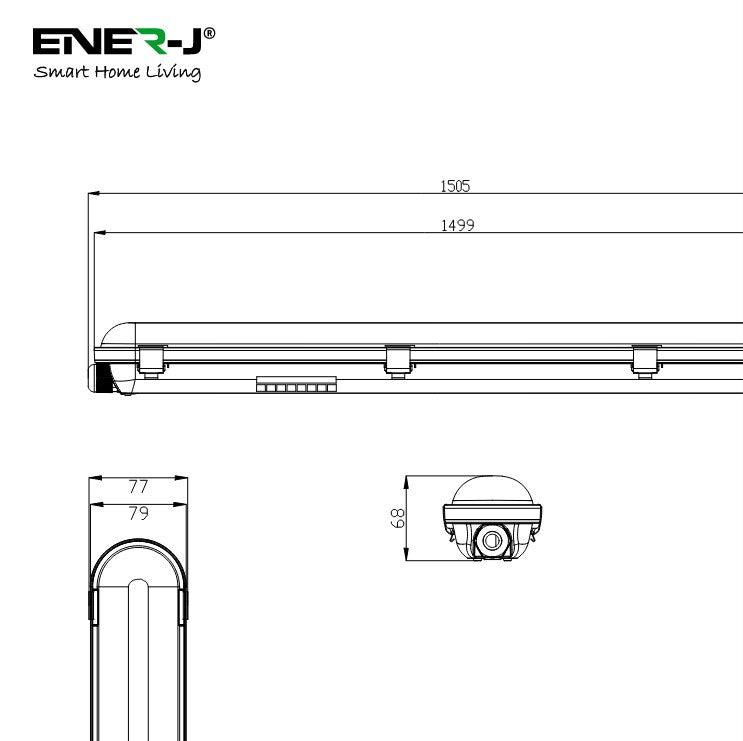 LED Non Corrosive IP65 Batten 150cms 50W With Emergency