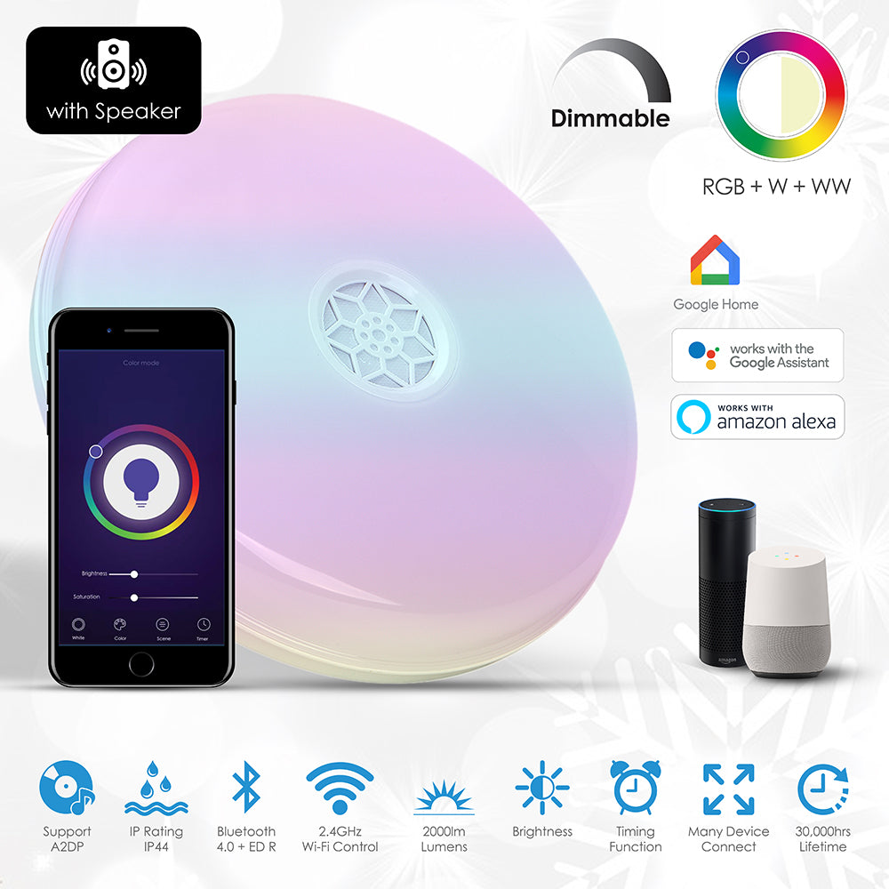 Wi-Fi Smart Ceiling Lamp RGB W W with Speaker – Attock Network Products