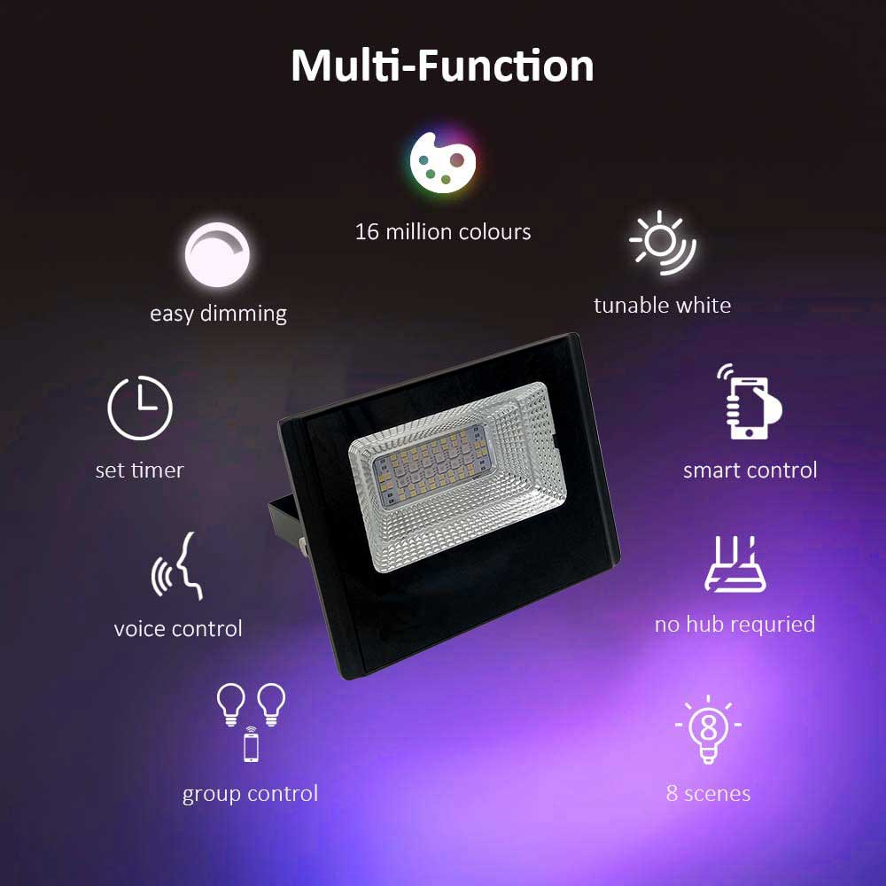 WiFi Smart RGB+W+WW 16W LED Floodlight In ENERJSMART APP