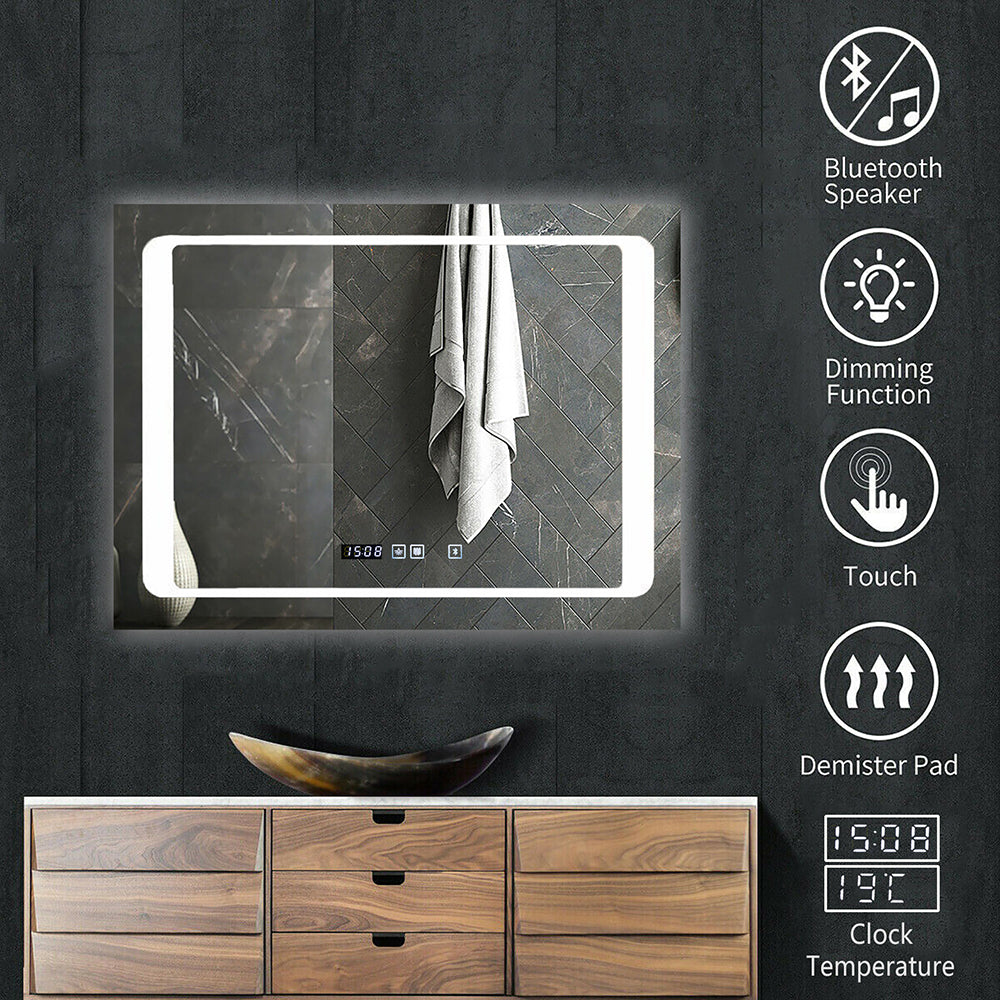 800 X 600 Mm LED Illuminated Bathroom Mirror With Built In Bluetooth Speaker