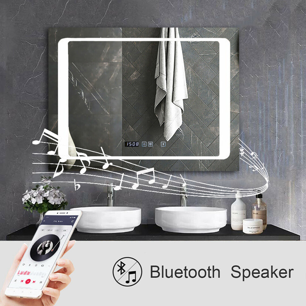 800 X 600 Mm LED Illuminated Bathroom Mirror With Built In Bluetooth S ...
