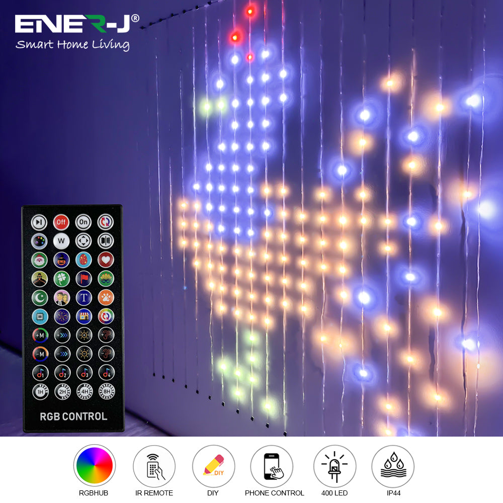 Smart 400 LED Colour Changing Curtain Fairy Lights