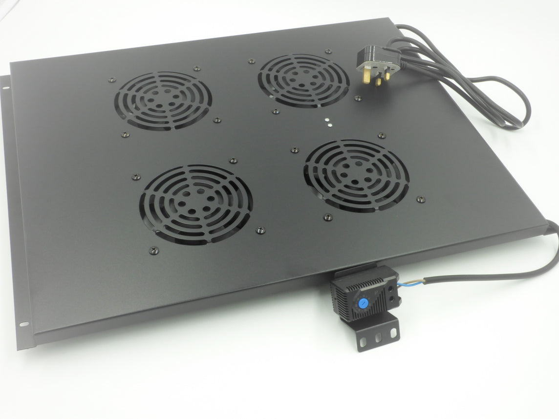4 Way Thermostatic Roof Mount Fan Tray for 600mm Deep All-Rack Floor Cabinet