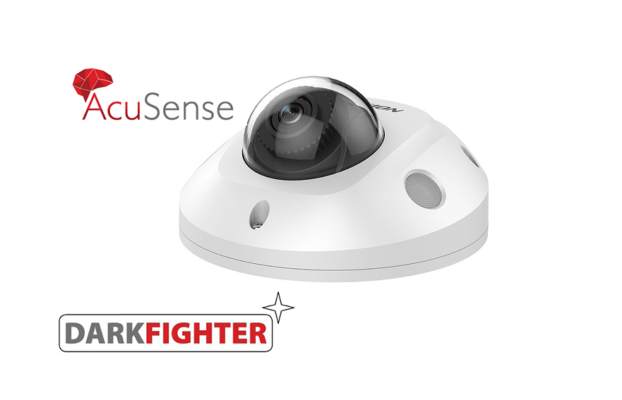 Hikvision 4MP AcuSense EXIR Mini Dome Network Camera, Powered by Darkfighter, Alarm/Audio, 2.8mm, 12 VDC/PoE, 3 year warranty