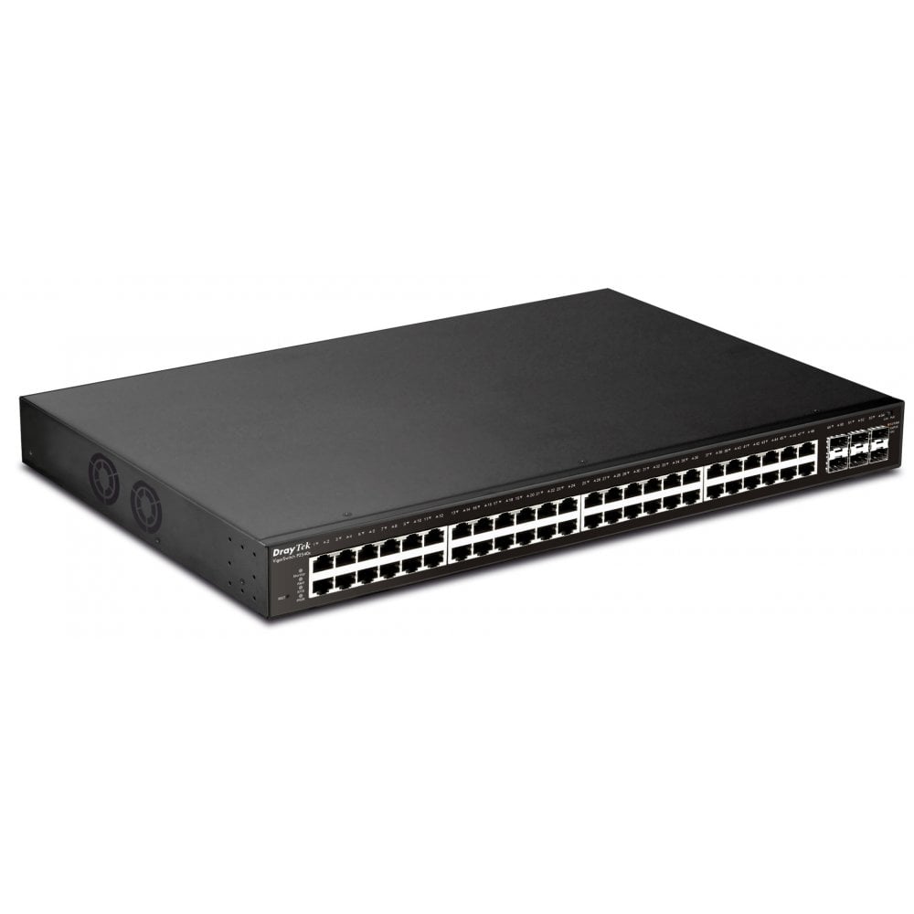 DrayTek 54 Port PoE+ Gigabit L2+ Managed Switch with 48 PoE+ RJ-45 LAN Ports & 6 10GbE SFP+ Ports - VSP2540XS-K